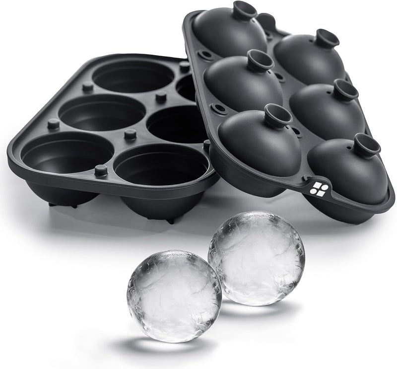glacio Ice Cube Molds – Large Silicone Ice & Sphere Mold Combo with Built-In Easy-Fill Funnel 2-Inch Round & Square Whiskey Ice Molds for Cocktails & Bourbon - Image 1